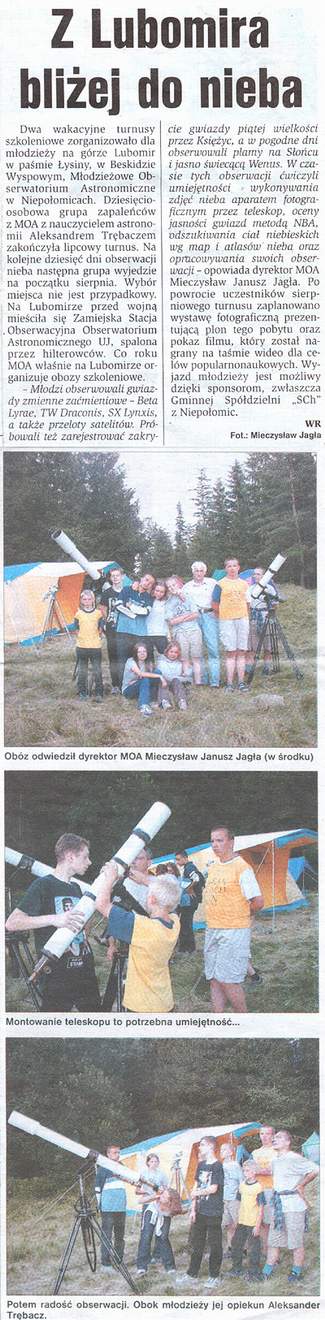 Wycinek z ''Dziennika Polskiego'' z dnia 2002-07-10