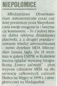Wycinek z ''Dziennika Polskiego'' z dnia 2002-09-04