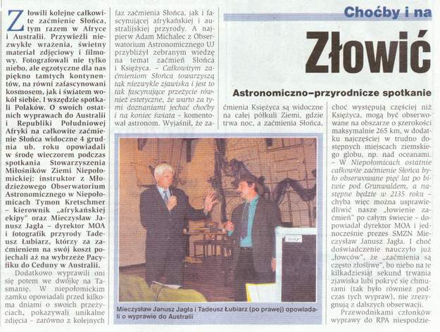 Wycinek z ''Dziennika Polskiego'' z dnia 2003-01-24