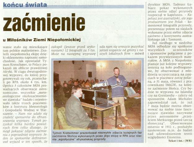 Wycinek z ''Dziennika Polskiego'' z dnia 2003-01-24