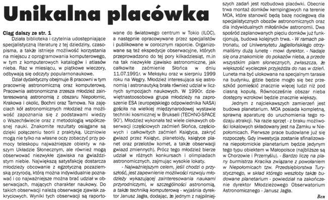 Wycinek z ''Panoramy Powiatu Wielickiego'' z numeru 3/2003