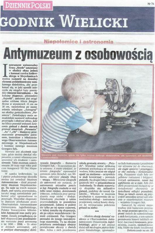 Wycinek z ''Dziennika Polskiego'' z dnia 2003-08-08